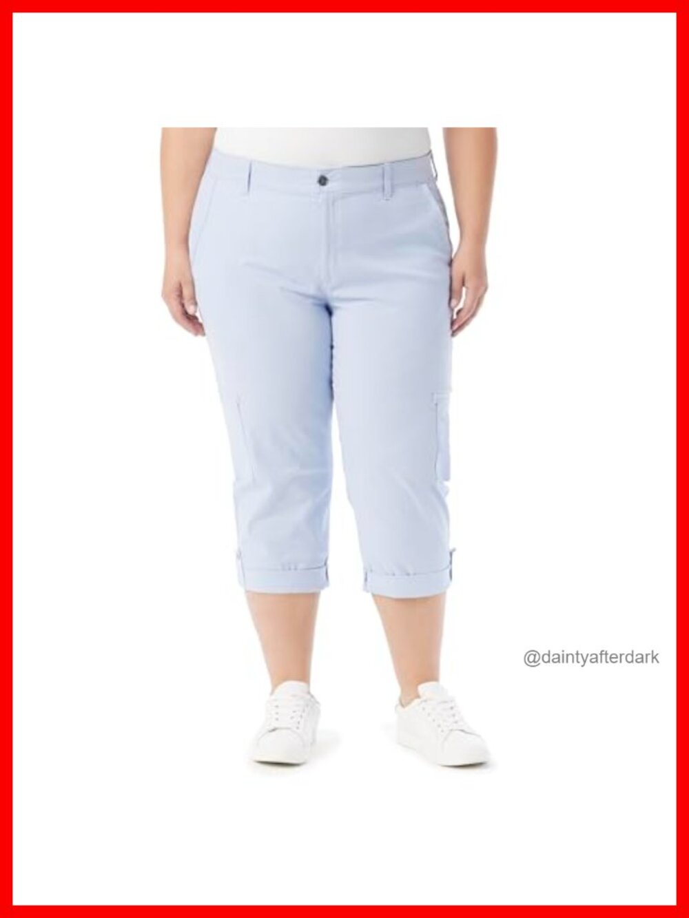High Rise Cargo Capri Cropped Pants Zip Front Elastic Waist Casual